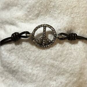 Fossil Vintage Peace Symbol Bracelet with Rhinestones.